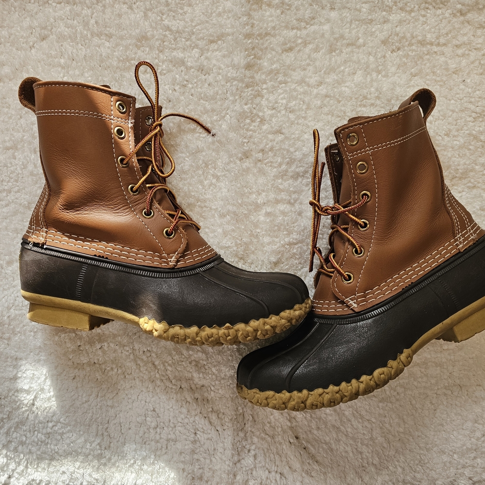 L.L. Bean Kids Brown and Black Waterproof Duck Boots